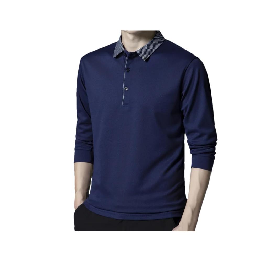 Stilvolles Herren Langarm-Poloshirt Lässiger Herbst-Look mit Reverskragen Knopfleiste und einfarbigem Design. Ein Must-have Social Shirt