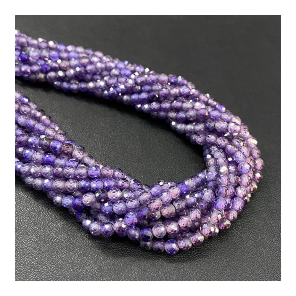 Entdecke die Brillanz Mikrofacettierte Natürliche Zirkonperlen für Schmuckherstellung - 2/3 mm Multicolor-Beads Quarzkristallperlen - Lila 3 mm