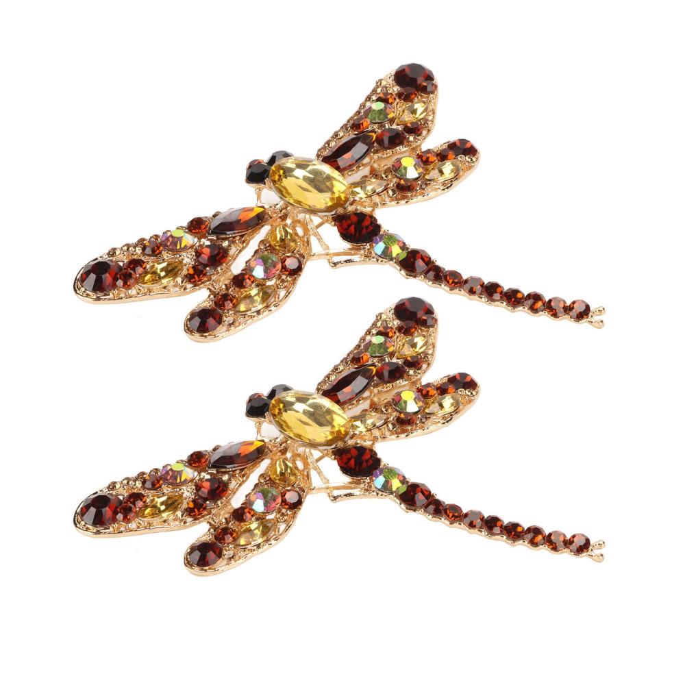 2er Pack Europäische Libellen Broschen Damen Vintage Tier Insekten Broschen Große Broschen Strass Kristall Anstecknadeln Schmuck für Frauen Mädchen