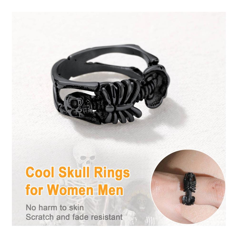 Extravaganter Gothic Totenkopf Ring aus Edelstahl veredelt mit 18k Gold - Unvergleichlicher Statement-Schmuck für Männer und Jungen ideal für Biker Hip Hop und Rocker - Größe 54 bis 72