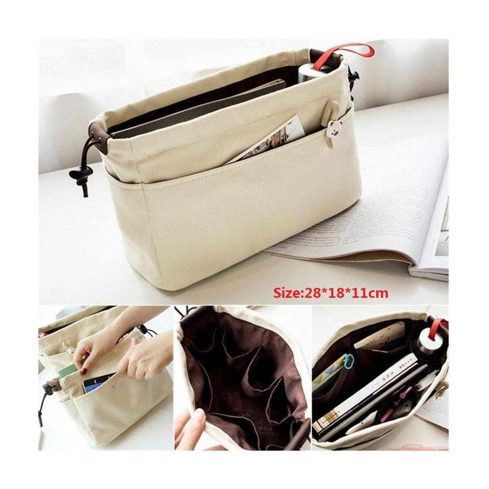 Effizienter Taschenorganizer Canvas-Geldbörse mit Fächern für Handtaschen. Makeup-Organizer-Einsatz für perfekte Ordnung und Stil. (Farbe Groß Blau