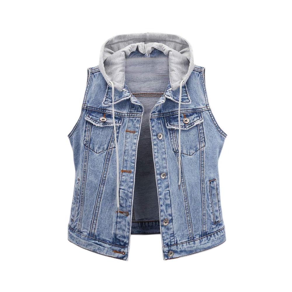 Upgrade deinen Look mit unserer trendigen Damen Kapuzen Jeansweste – Stilvoll bequem und vielseitig für jeden Anlass