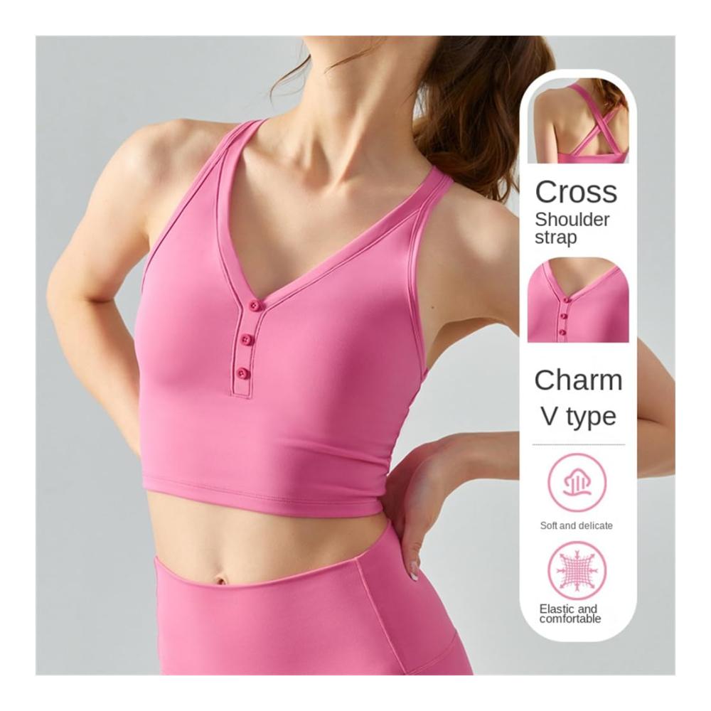 Einzigartiges Damen Unterhemd Tessa V-Ausschnitt Bralette mit überkreuzten Druckknöpfen und kabellosem Design. Stilvoll bequem und vielseitig für jeden Tag
