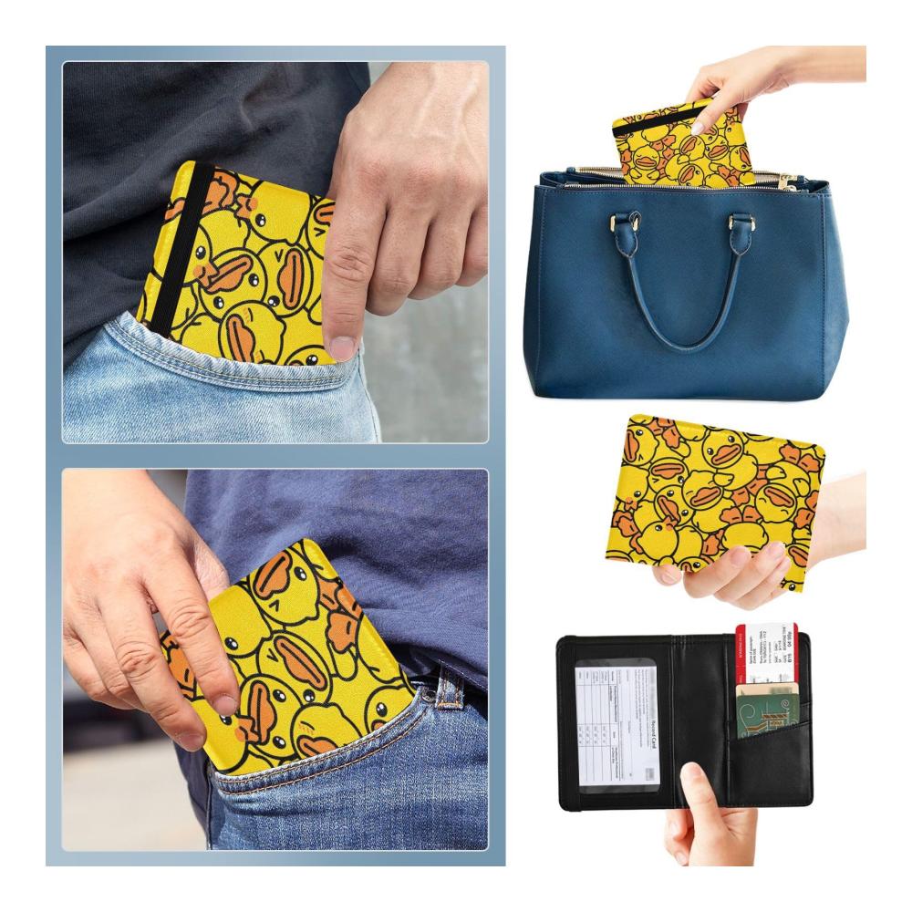 Erleben Sie stilvolle Reisen mit unserer Premium-PU-Leder Reisepasshülle für Damen. Gelbe Enten-Design verleiht Ihrer Reise Eleganz. Praktisches Reisezubehör in Einheitsgröße