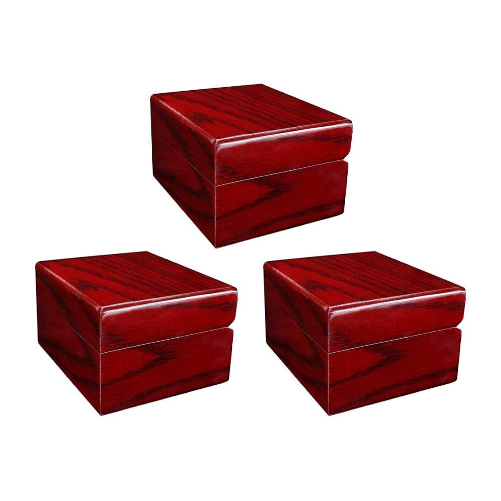 Luxuriöse Aufbewahrungsbox für Schmuck und Uhren 3-teiliges Set in stilvollem Rot-Lackdesign aus Holz für Herren und Damen. Perfekte Schmuckvitrine für Ihre wertvolle Kollektion