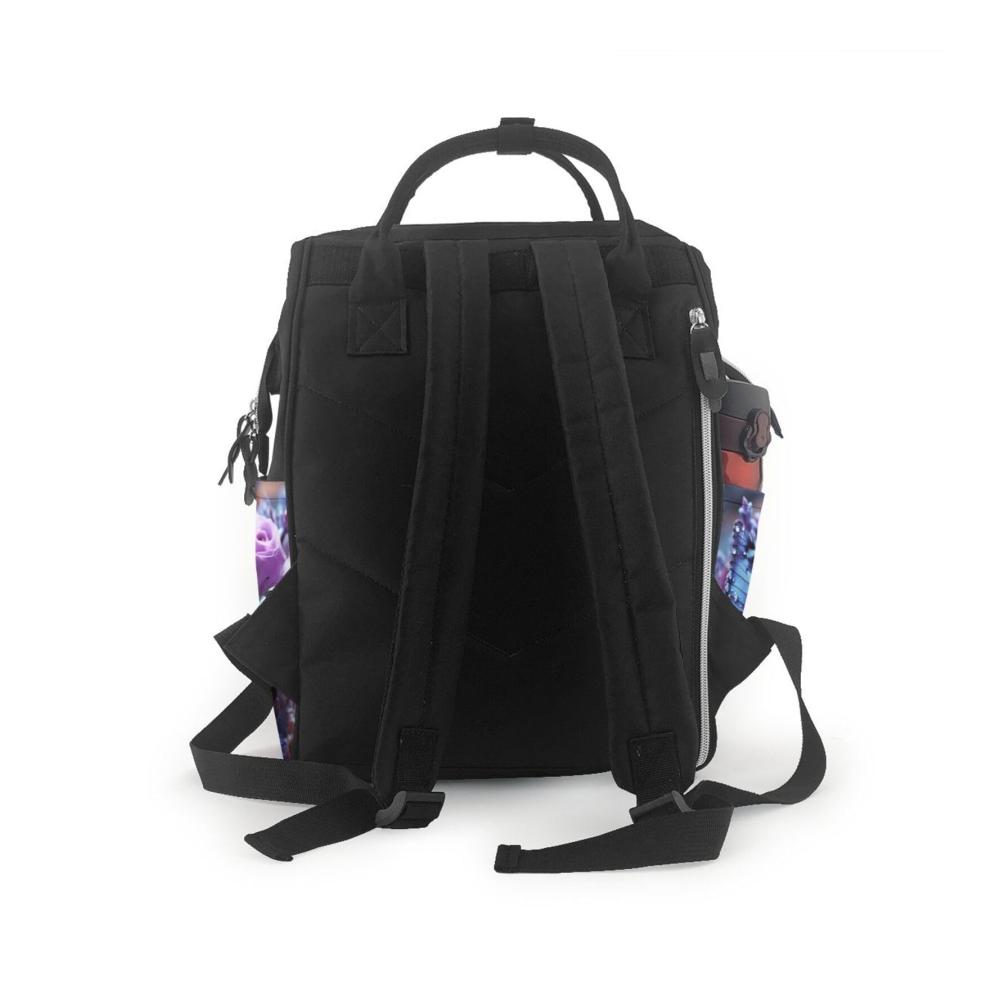 Entdecke den perfekten Begleiter für deine täglichen Abenteuer Wasserdichter Tagesrucksack mit violettem Rosenmuster ideal für Laptop und Arbeit für Damen und Herren in stilvollem Schwarz