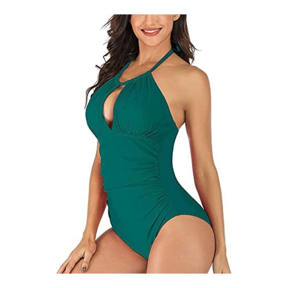 Badeanzüge Damen Einteiler Bauchweg Bademode Sexy Push-Up Monokini Swim Suit Hohe Taille V-Ausschnitt Schwimmanzug Strandmode Sommer Badeanzüge Badebekleidung