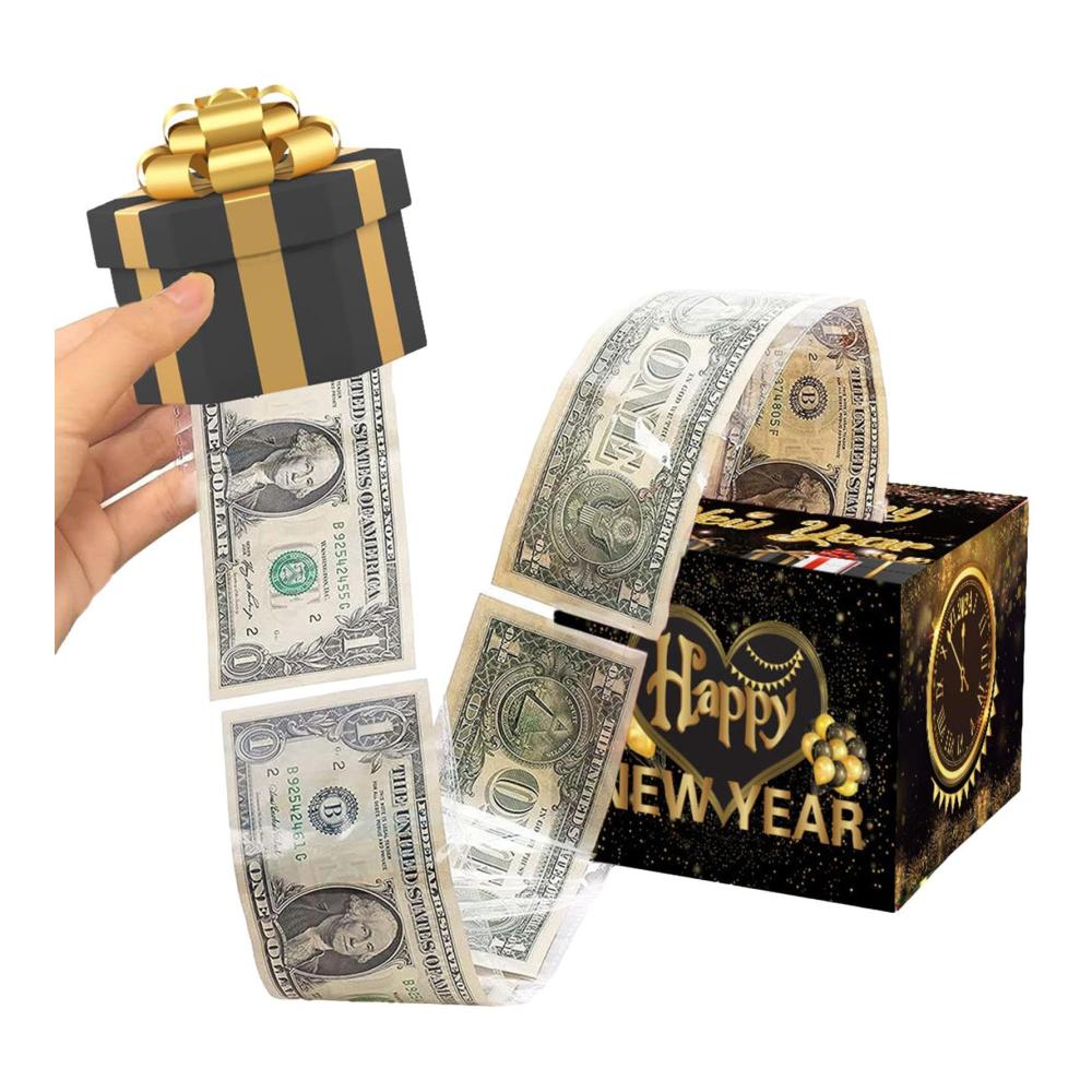 MGICHOOM Geldrollen Geschenkbox zum Geburtstag und Ziehen von Geldgeschenken - Spardose + 30 transparente Beutel für Bargeld + Karten zum Herausziehen - Überraschung DIY Set