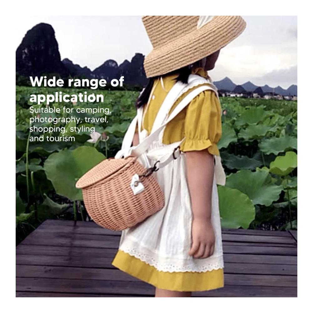 Authentische Vintage-Schultertasche Handgewebte Rattan-Tasche für Damen. Perfekt für Camping Fotografie und stilvolles Reisen. Jetzt zugreifen und den Sommer mit Stil genießen