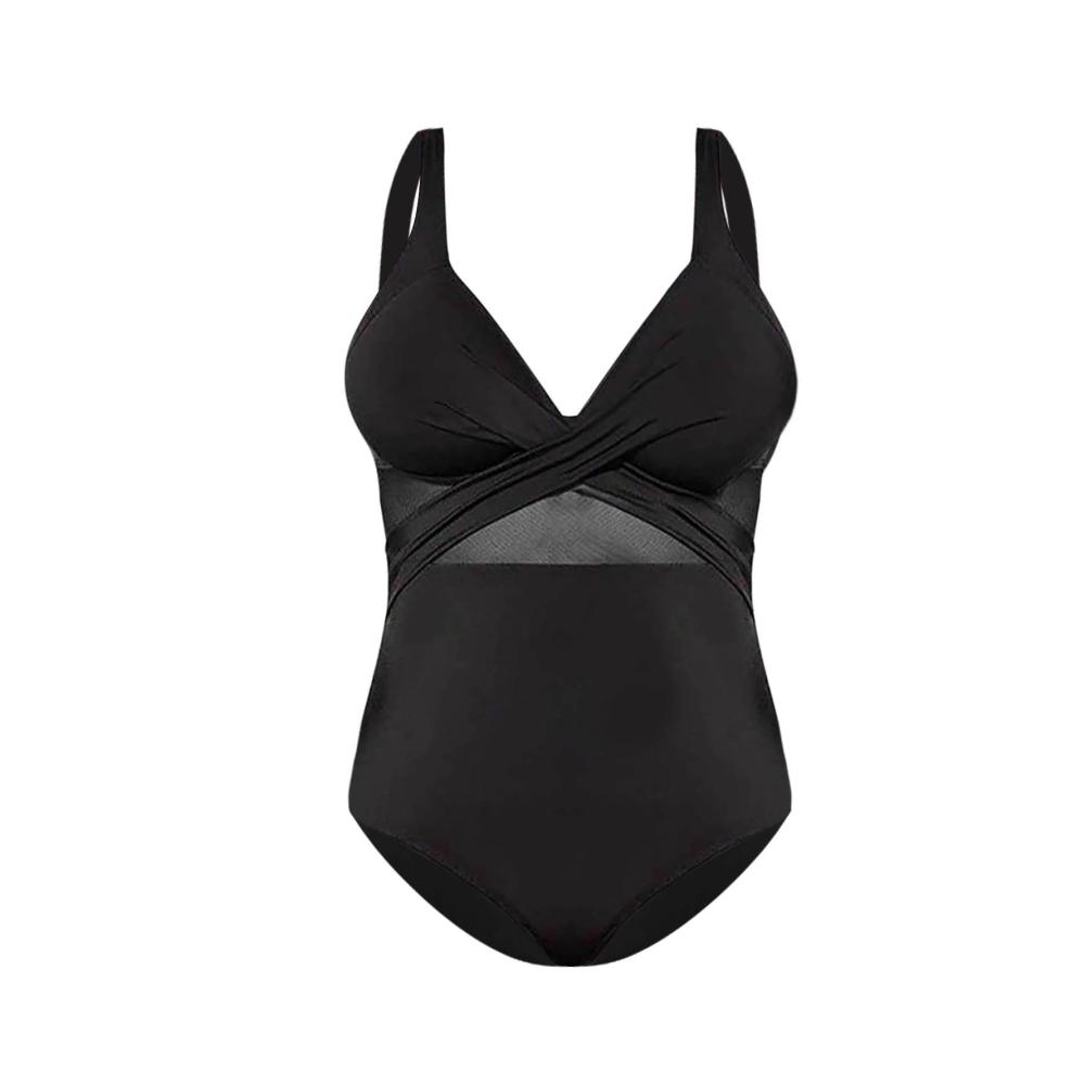 Entdecken Sie den ultimativen Monokini Damen Badeanzug für große Größen mit V-Ausschnitt und Bauchweg-Effekt - Push-Up für eine schlanke Silhouette