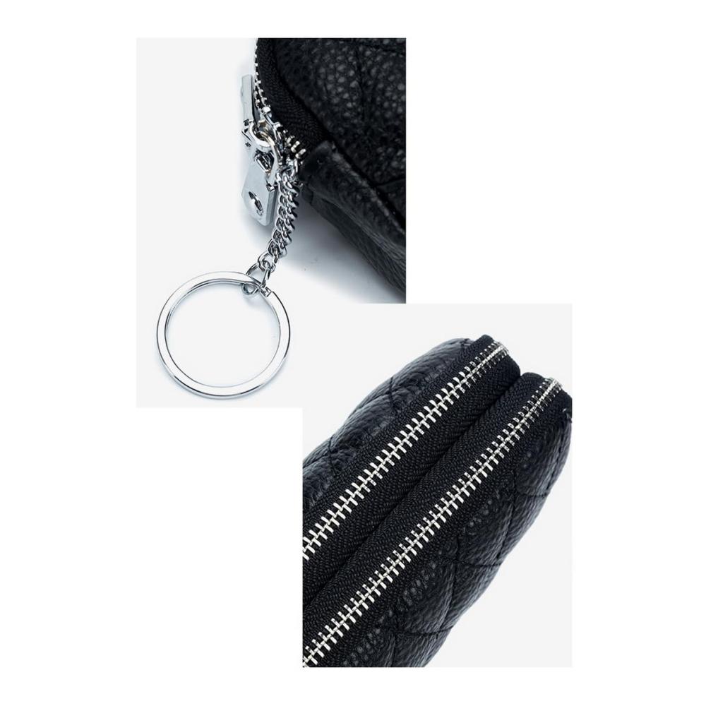 Damen Mädchen Leder Münzbörse Portemonnaie Geldbeutel Mini Münztaschen Münzbörse Schlüsselanhänger 2 Reißverschlusstaschen Damen Geldbörse für Kleingeld (Beige