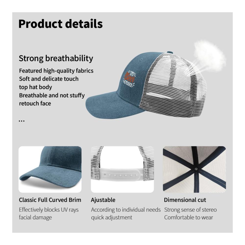 Coole Baseball Caps mit Es ist Bierzeit-Aufschrift – Retro Trucker-Hüte für stilbewusste Teenager und Erwachsene