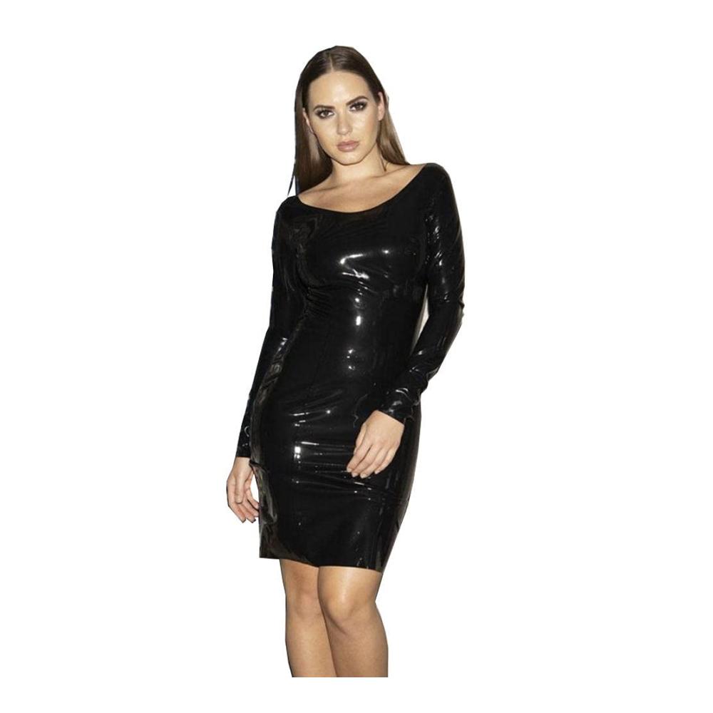 Einladendes Plus-Size Herbstkleid PVC Bleistift Bodycon festlich und sexy. Perfekt für Party! S-7XL Schaufelhals Langarm Mini. Jetzt entdecken