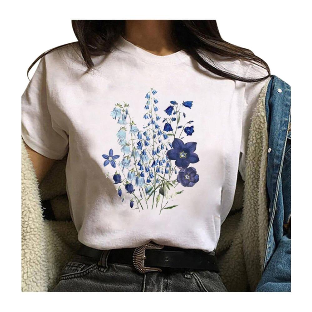 Sommerliche Eleganz Damen Tanktops mit stilvollem Löwenzahnaufdruck | Trendige Rundhals-Tops für lässige Eleganz | Kurzarm-Oberteile für Teenager-Mädchen