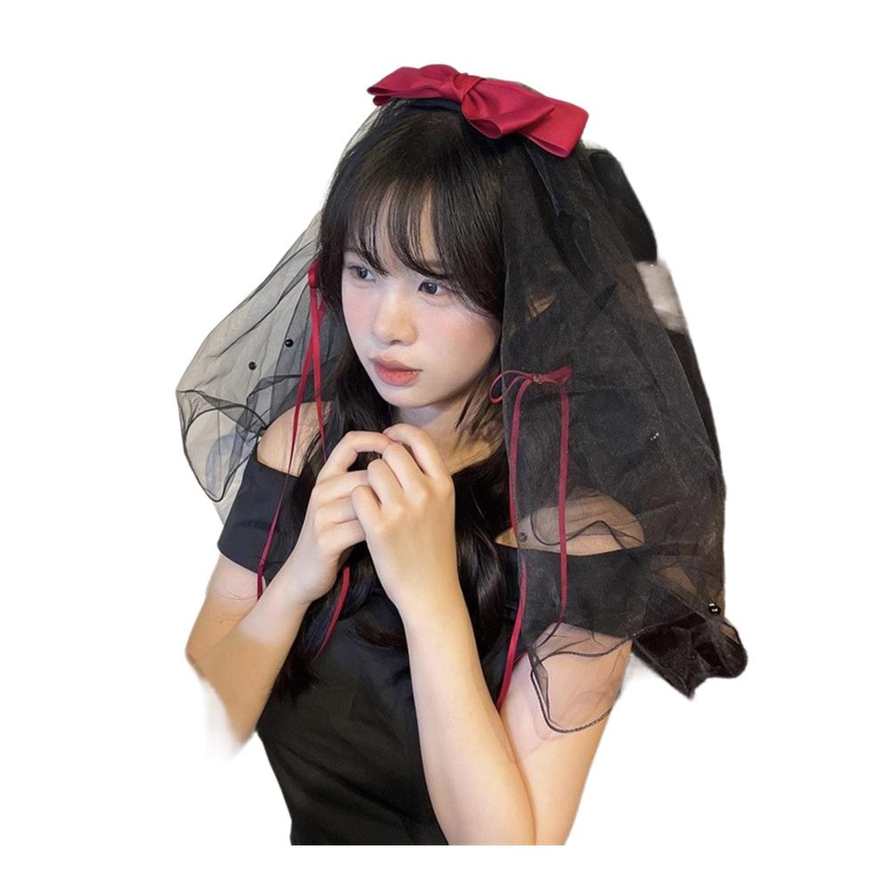 Gothic Schwarzer Hochzeits-Doppelschleier Kopftücher für Braut und Bachelorette Party