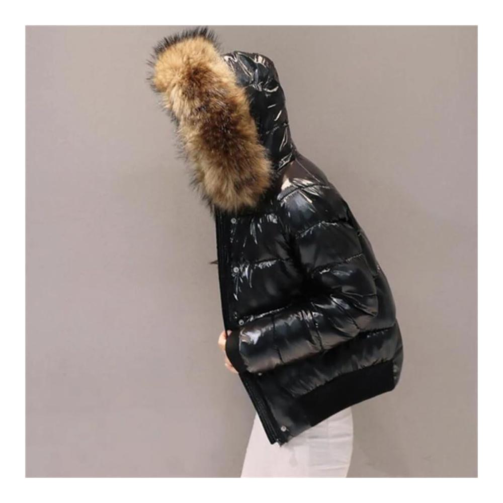 Luxuriöse Damen Glanz-Daunenjacke mit Kunstpelz | Kuschelige Wärme und Stil | Hochwertige Verdickung für ultimativen Komfort | Jetzt entdecken
