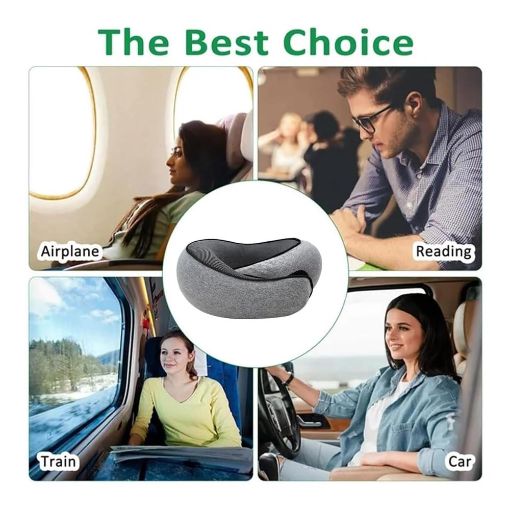 Ergonomisches Nackenkissen zur Entspannung auf Reisen im Zug Auto und Flugzeug dank neuem Verstellbereich und optimierter Stützwirkung | Wander Plus | Grau