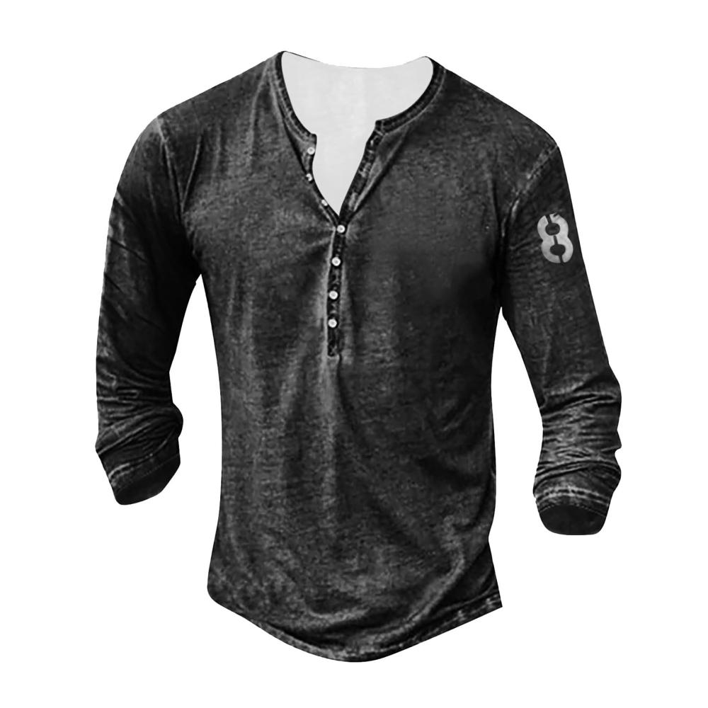 Entdecke zeitlose Eleganz Herren Henley T-Shirt mit Langarm und Knöpfen. Stylisches Slim Fit Design aus hochwertiger Baumwolle für Vintage-Flair. Perfekt für Streetwear und Freizeit