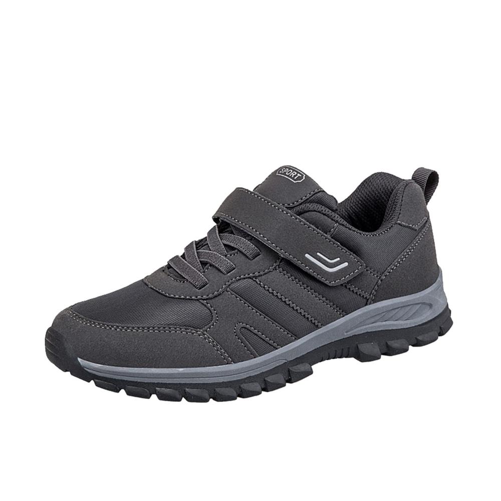 Sneaker für mittlere Altersgruppen & Senioren | Rutschfester Klettverschluss | Leichte & bequeme Walking-Sportschuhe | Herren | Schwarz