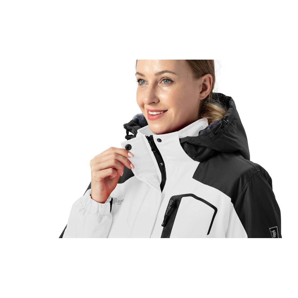 Damen Winterjacke Wasserdicht Warm Atmungsaktiv Skijacke Outdoorjacke Hooded Softshelljacke Funktionale Wanderjacke Trekkingjacke mit Abnehmbarer Kapuze