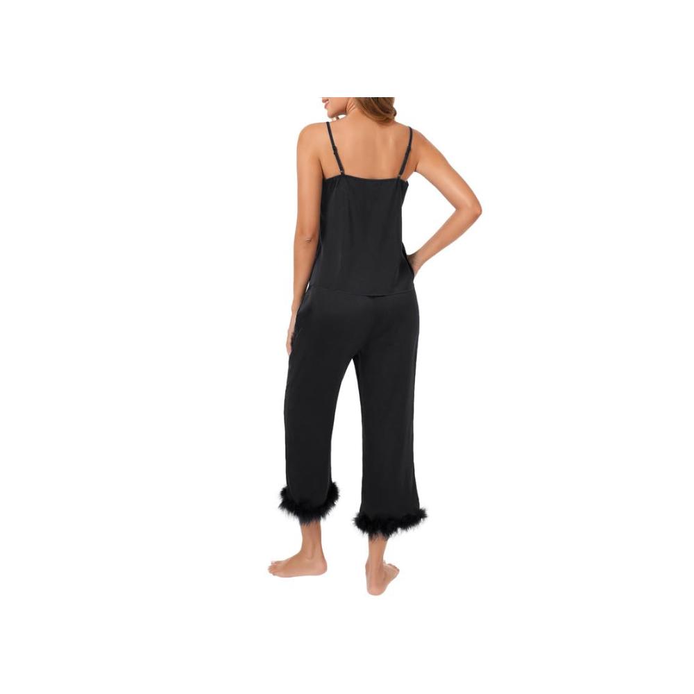 Entspannte Eleganz Damen Lang Satin Pyjama Set für traumhafte Nächte und gemütliche Morgen. Stilvoller Winter-V-Ausschnitt für ultimativen Komfort. Perfekte Schlafanzüge für Frauen