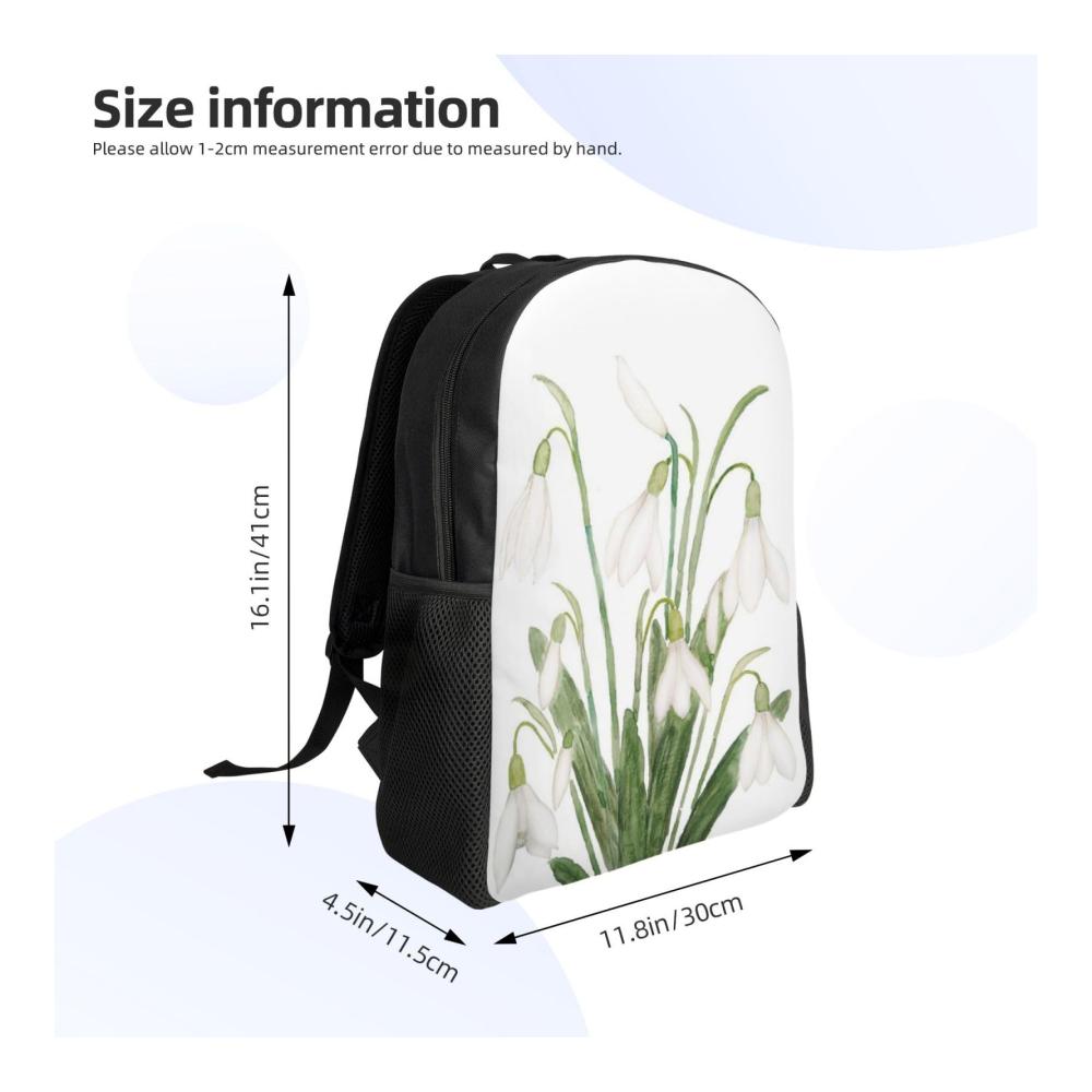 Entdecke den perfekten Begleiter für deine Abenteuer mit unserem leichten Tagesrucksack! Ideal für Schule Wandern Reisen und Camping. Unisex-Design mit weißen Schneeglöckchen-Blumen