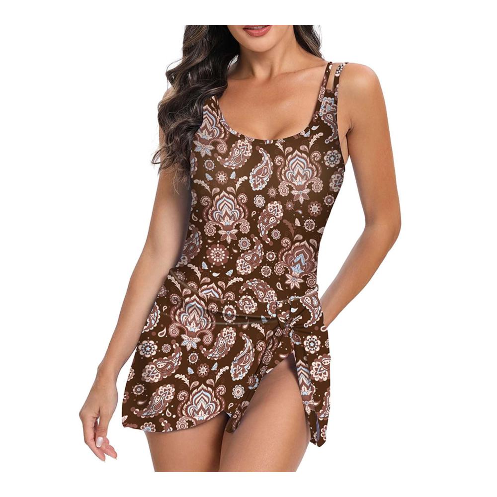 Badeanzüge Für Damen Bedruckt und Sexy Strandkleid - Wickeloptik für Frauen mit Long-Tail-Wörtern