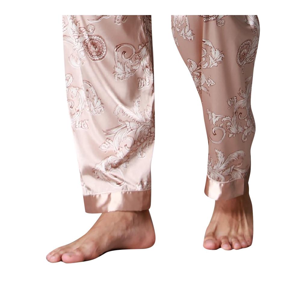 Entspannter Schlafkomfort Herren Schlafanzug in Retro-Satin mit Langarm und klassischem Pyjama-Druck. Perfekt für Frühling und Sommer. Jetzt in L XL XXL erhältlich
