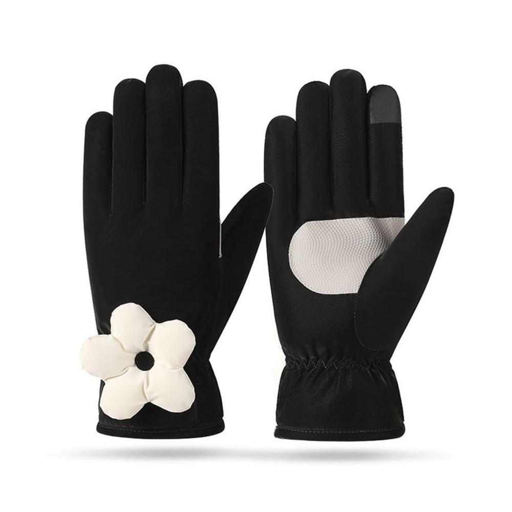 Stilvolle Touchscreen-Handschuhe mit Blumenmuster | Damen Winterhandschuhe für kalte Tage | Warme Thermohandschuhe für Mädchen | Perfekte Ausrüstung gegen Kälte