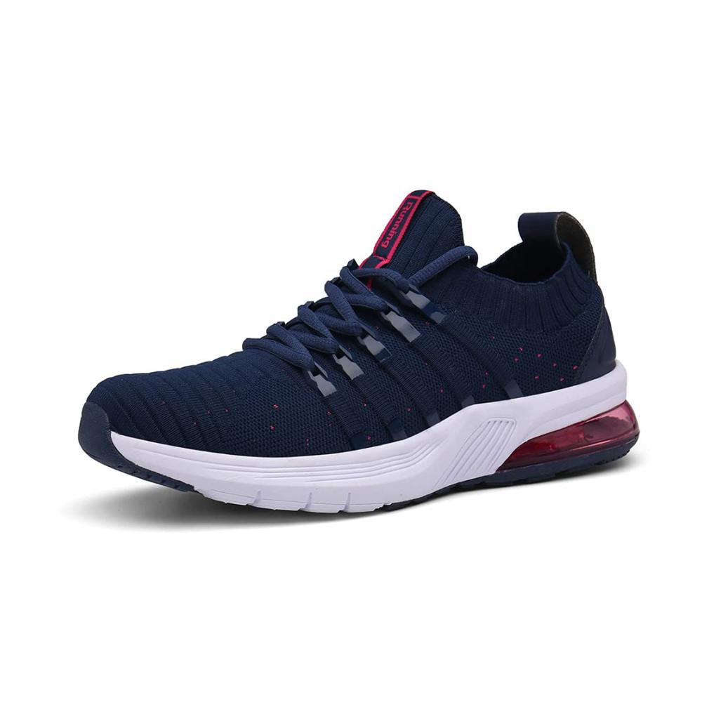 Ultra-leichte Straßenlaufschuhe für Herren und Damen - Bequeme Sportschuhe mit Luftkissen - Atmungsaktive Sneaker für Jogging und Tennis - Schwarz Blau - EU 36-47