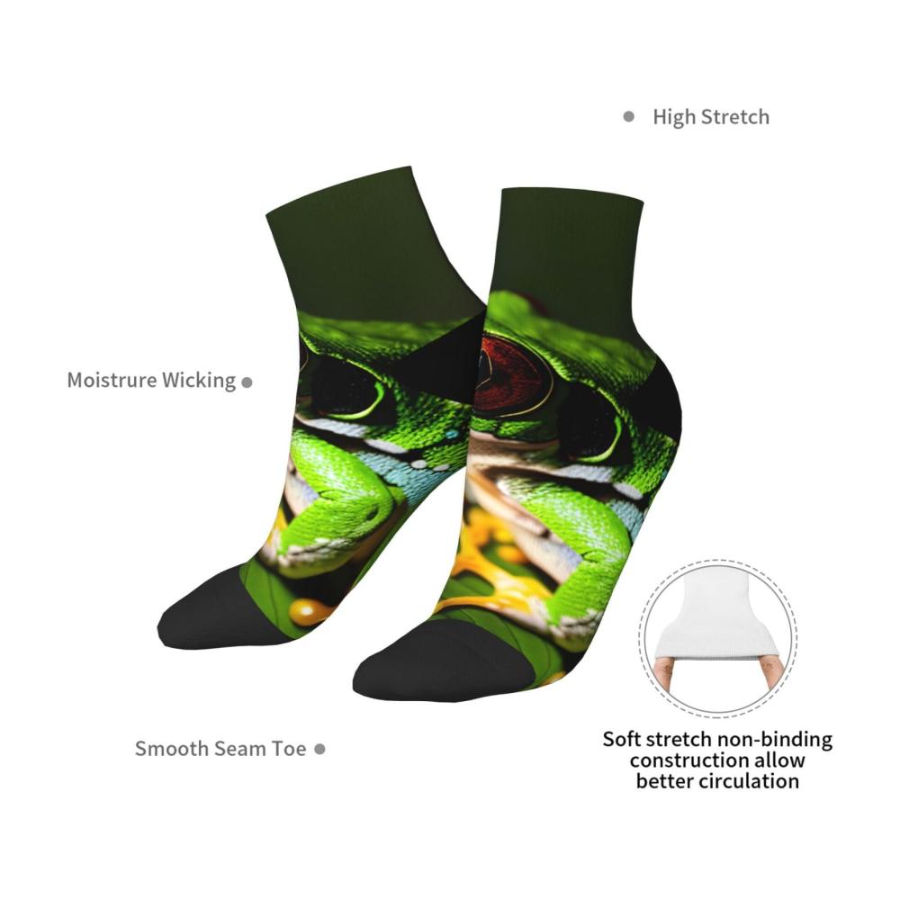 Knöchelsocken für Erwachsene Baumfrosch-Muster für Männer und Frauen | Bequeme Einheitsgröße | Stylische Socken für Damen und Herren