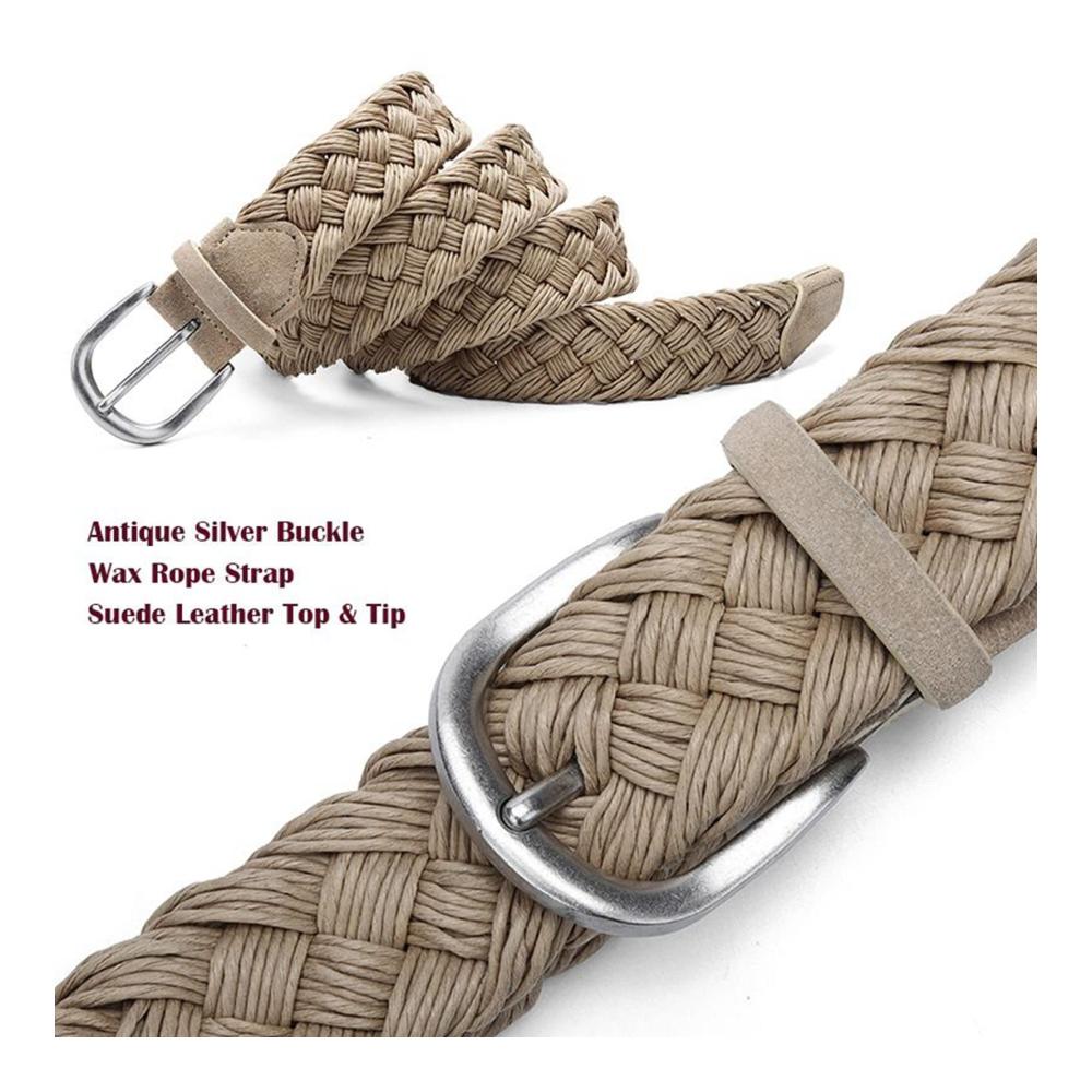 Erleben Sie handgefertigte Qualität Wildleder geflochtener Gürtel mit Wachsseil ohne Löcher. Einzigartiges Baumwollgewebe 3-4cm Breite. Perfekte Ergänzung für Ihren Look