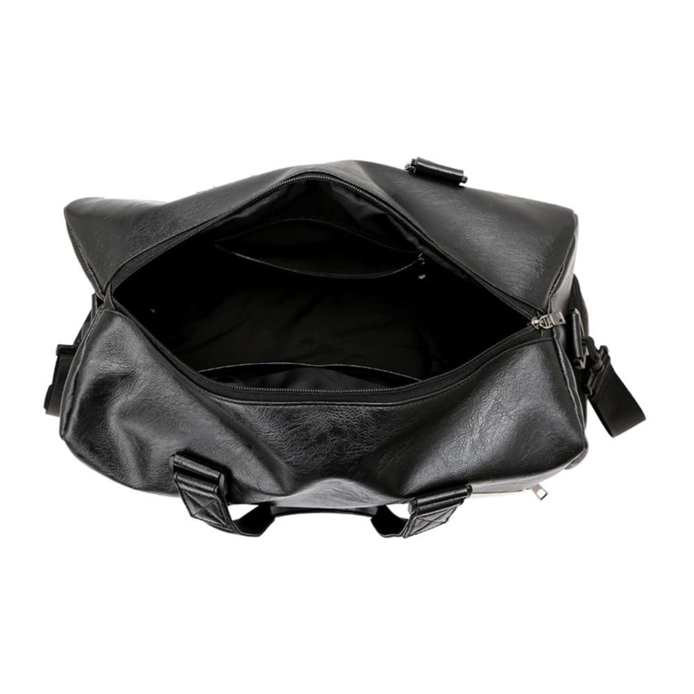 Stilvolle Premium-Reisetasche aus Leder mit separatem Schuhfach - Die perfekte Wochenendtasche für modebewusste Reisende in Schwarz
