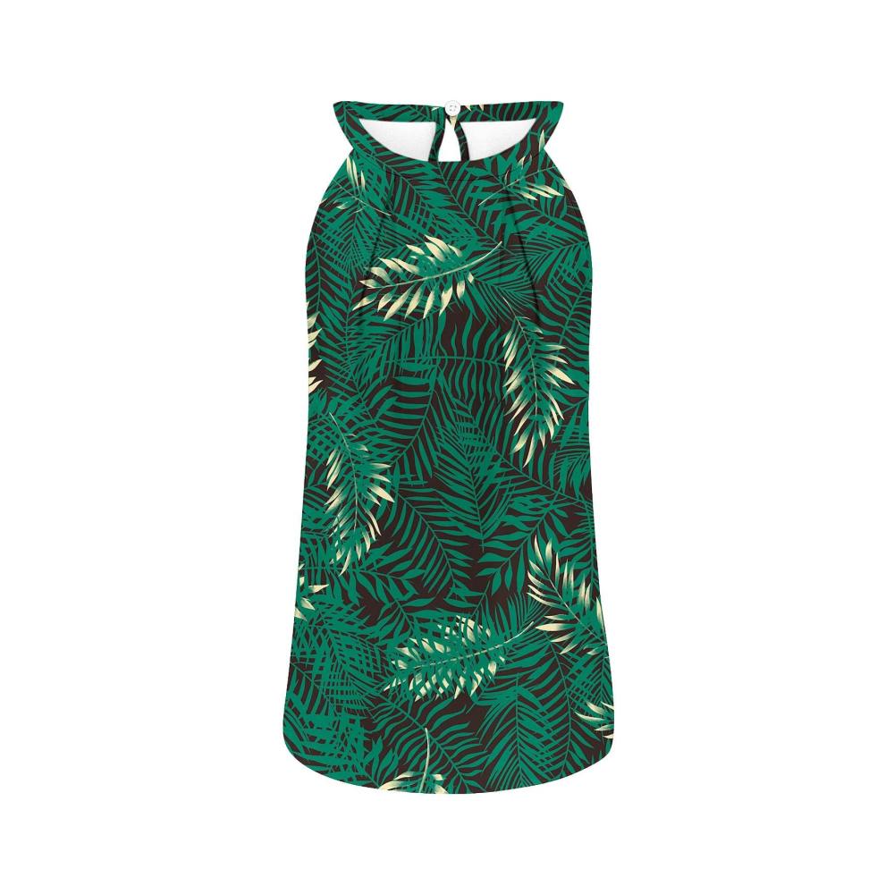Damen Tanktops & Trägertops Elegante Blumenmuster-Shirts ärmellose Pullover im Sommer dünne Baumwollt-Shirts mit O-Ausschnitt als Basic- oder Sport-Tops