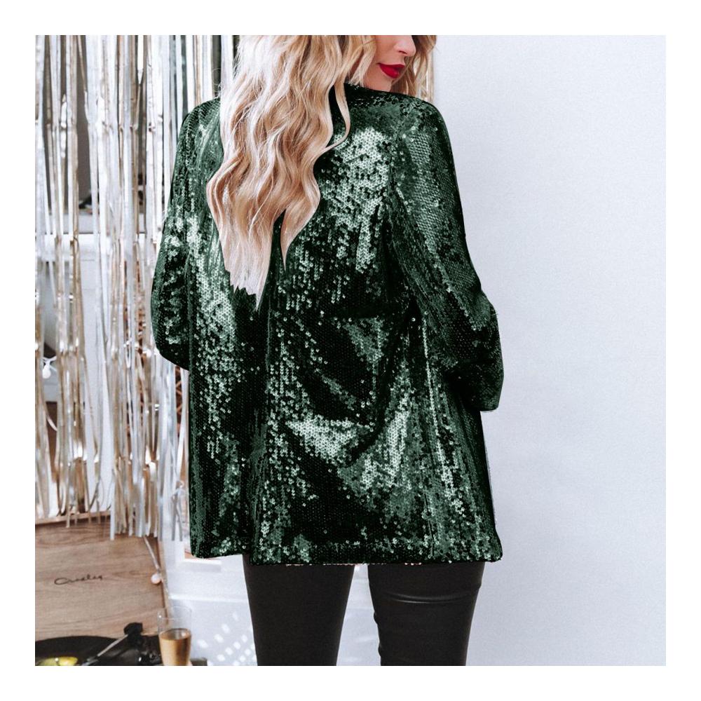Glitzernder Paillettenblazer für Damen Eleganter glänzender Anzugblazer mit Slim Fit Langarm-Bomberjacke und Pailletten-Party-Outwear