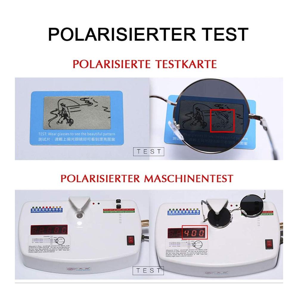 Edle Polarisierte Sonnenbrille mit runden Gläsern für Herren und Damen – Retro-Vintage-Design mit verspiegelten Gläsern