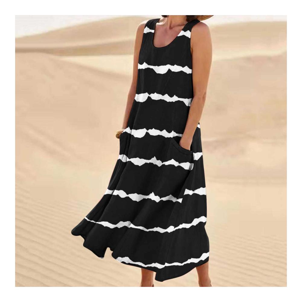 Elegante Abendkleider für besondere Anlässe Sommerliche gemusterte Leinenkleider mit schmeichelhafter A-Linien-Silhouette