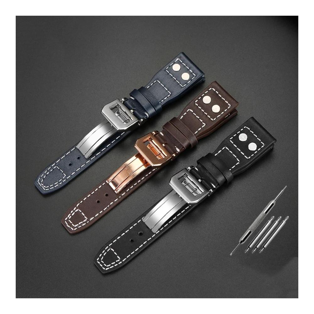 Veredeln Sie Ihr Handgelenk Echtes Leder Uhrenarmband - Passend für IWC Big Pilot Flamethrower Little Prince & Mark. Weidennagel Design 22mm. Holen Sie sich jetzt das perfekte Accessoire