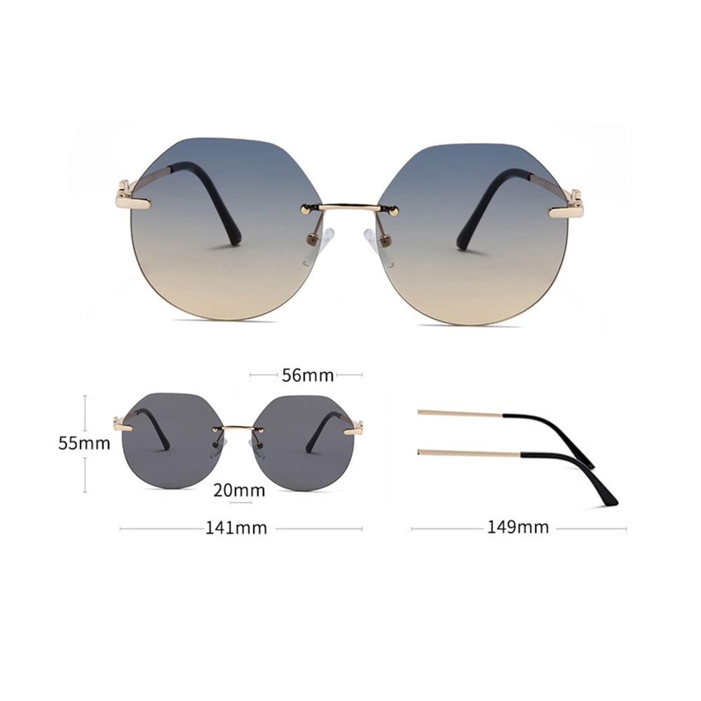 Entdecke den Stil Randlose zweifarbige Sonnenbrille mit polygonalen Kanten für Damen - Einzigartiger Farbverlauf für ultimativen Sonnenschutz