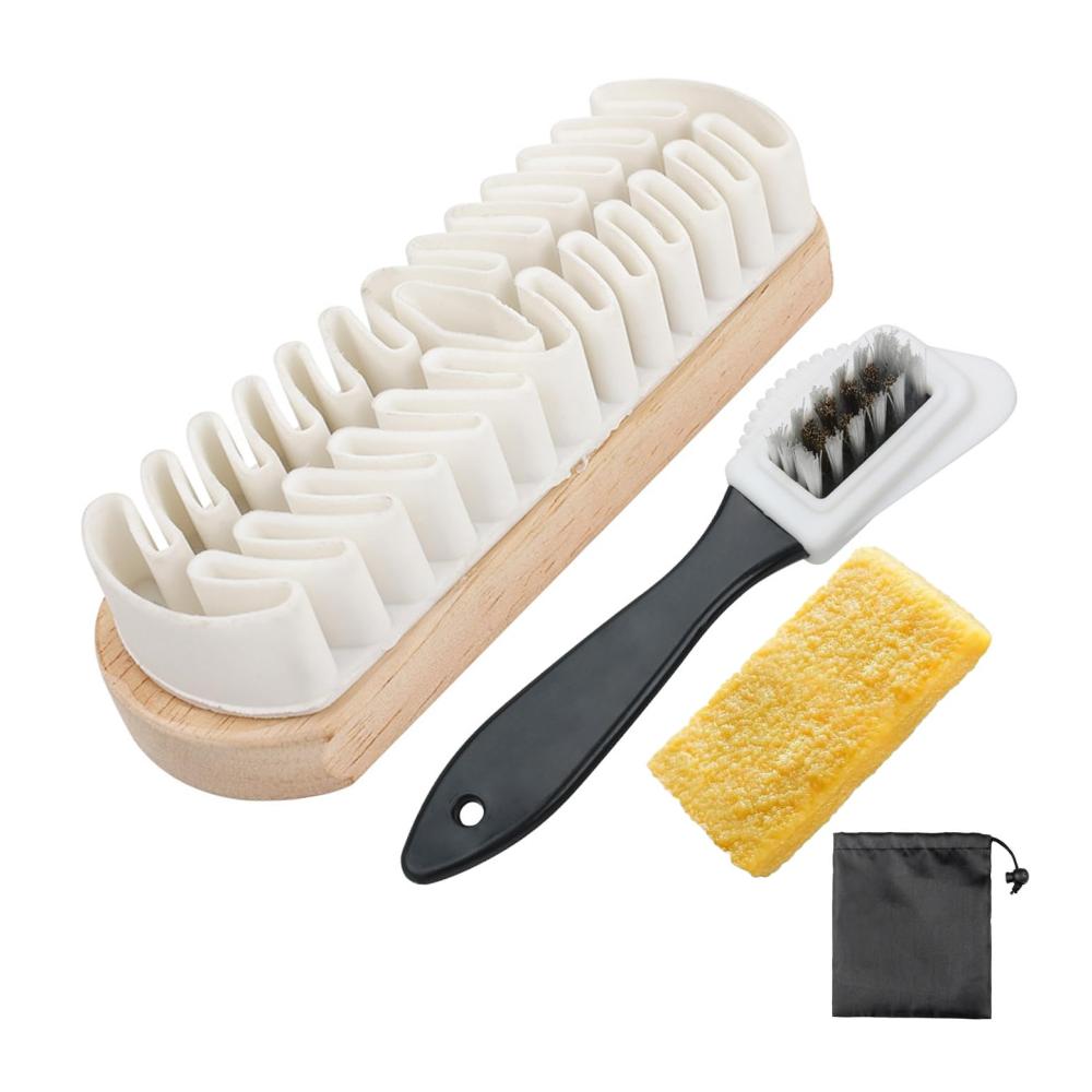 Hochwertige Schuhbürsten-Set 3 Stück für Wildleder Rauleder Nubuk & Veloursleder | Perfekte Pflege mit Radiergummi Kreppbürste & mehr | Schuhbürste für langanhaltende Schönheit Ihrer Schuhe