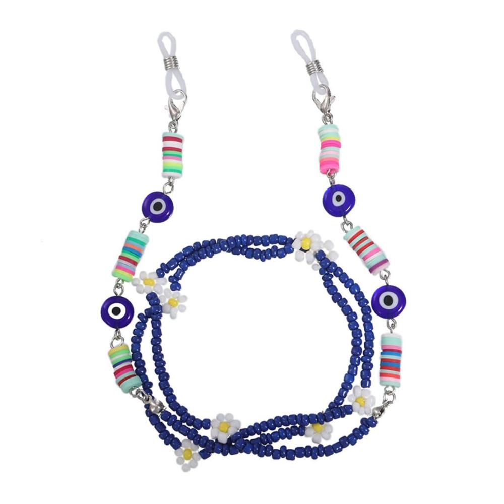 Trendige Brillenbänder & -ketten Bunte Perlenkette dekorativ & leicht mit Blumenmotiv. Perfekt für Sonnenbrillen. Modisch lang & Mehrfarbig. Einheitsgröße