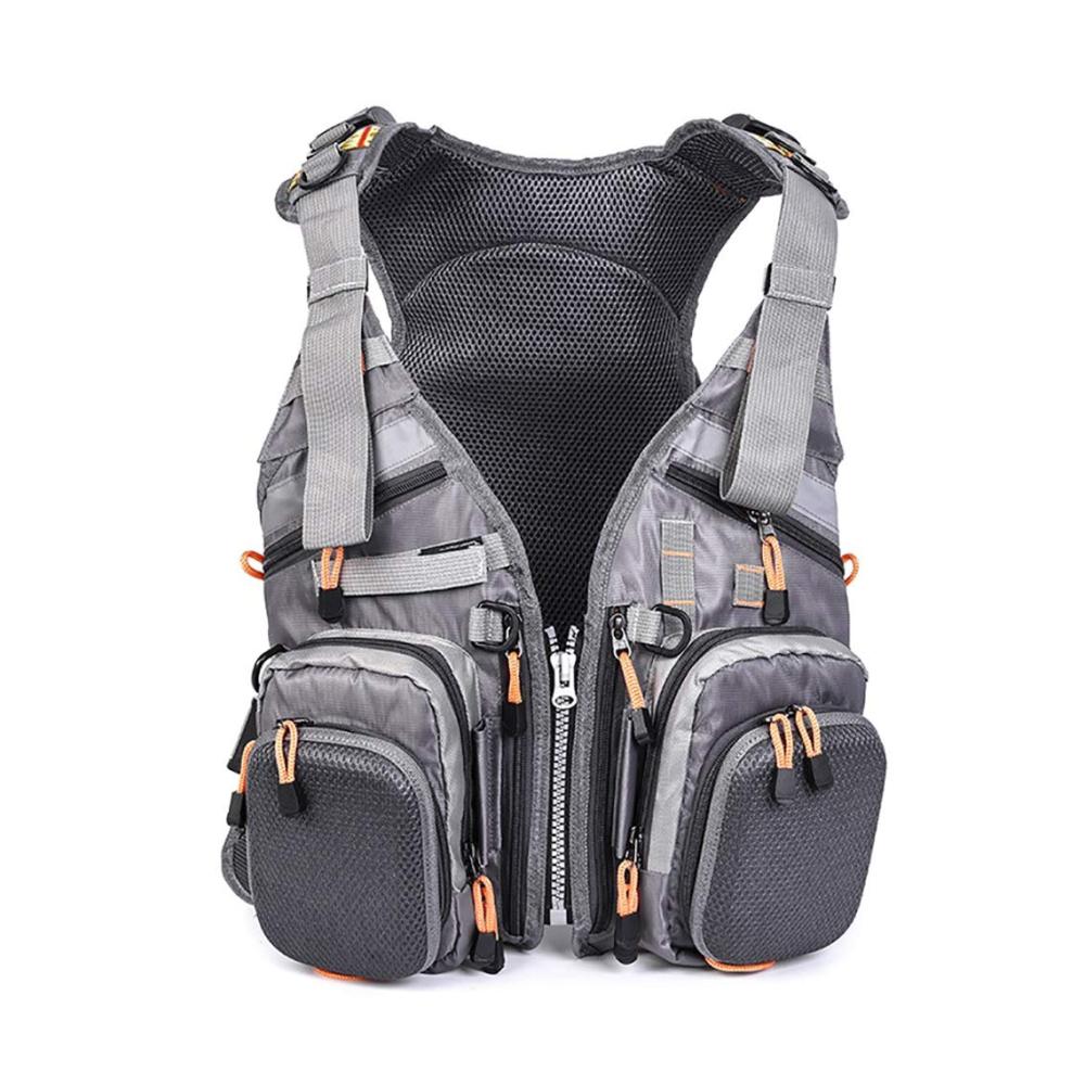 Entdecke die ultimative Vielseitigkeit Graue Anglerjacke mit Multi-Taschen fürs Fliegenfischen. Verstellbare Passform leichtes Design – Perfekt für jede Expedition