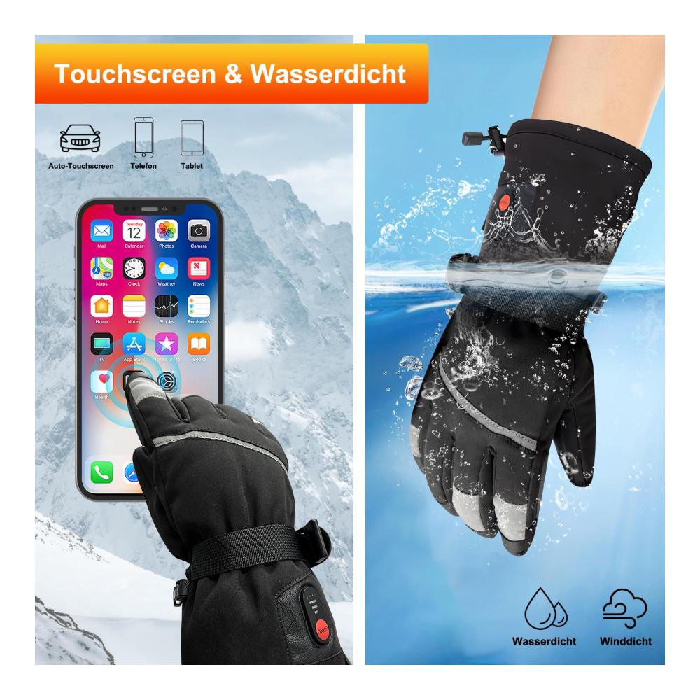 Ultimative Beheizbare Handschuhe Extra Wärme 3 Temperaturstufen Wiederaufladbar. Perfekt für Winteraktivitäten wie Wandern Motorradfahren & Skifahren