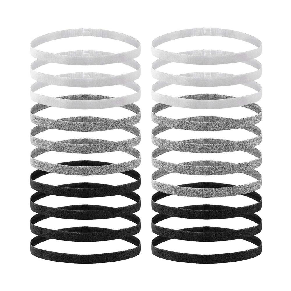 Set aus 20 Sport-Stirnbändern Elastische Haarbänder in Schwarz Grau & Weiß - Perfekt für aktive Sportler und Fitness-Enthusiasten