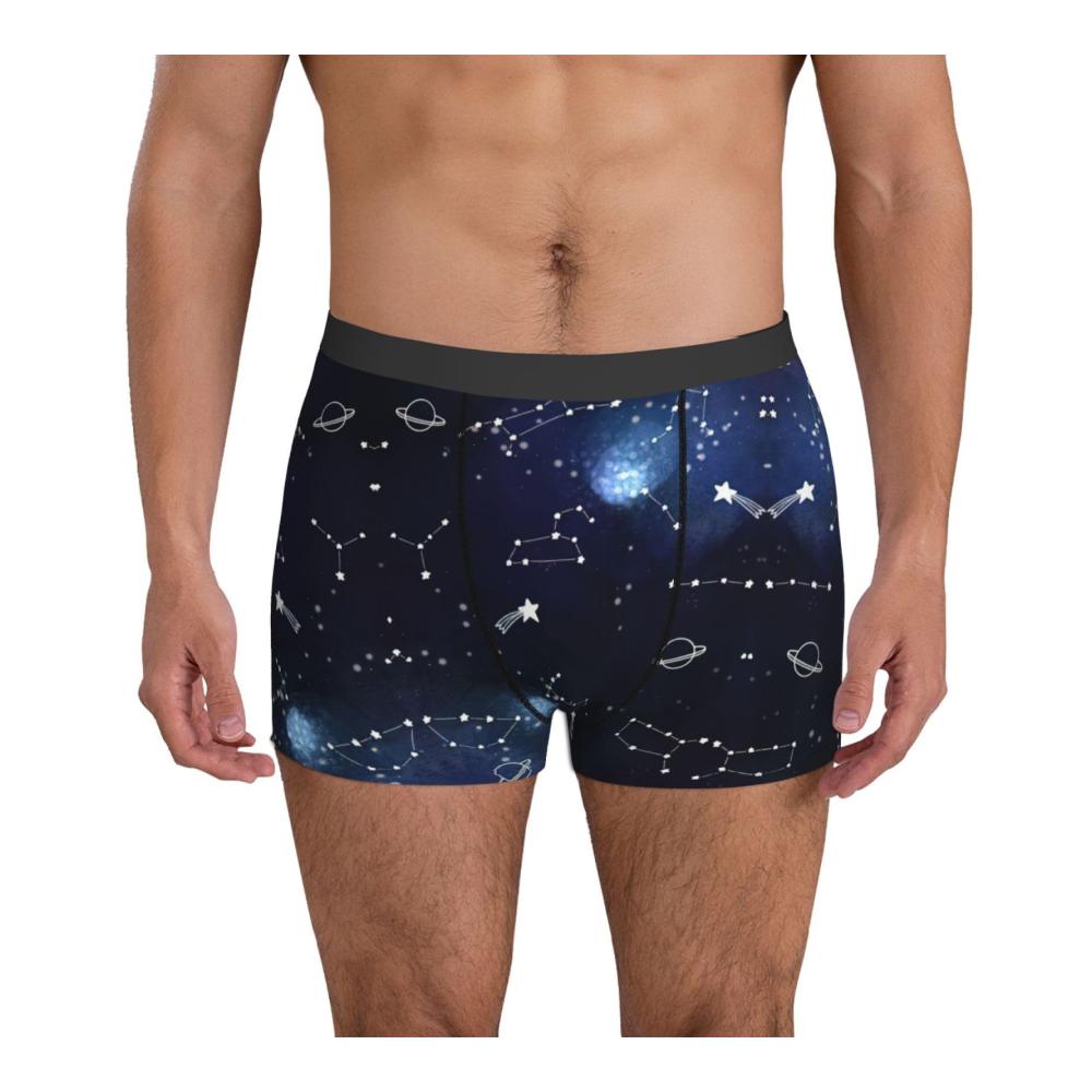 Cluster von Sternen im Nachthimmel bedruckte Boxershorts Herren Sportwäsche Weiche bequeme Herren Unterwäsche Boxer große Größen weicher Bund atmungsaktiv dehnbar
