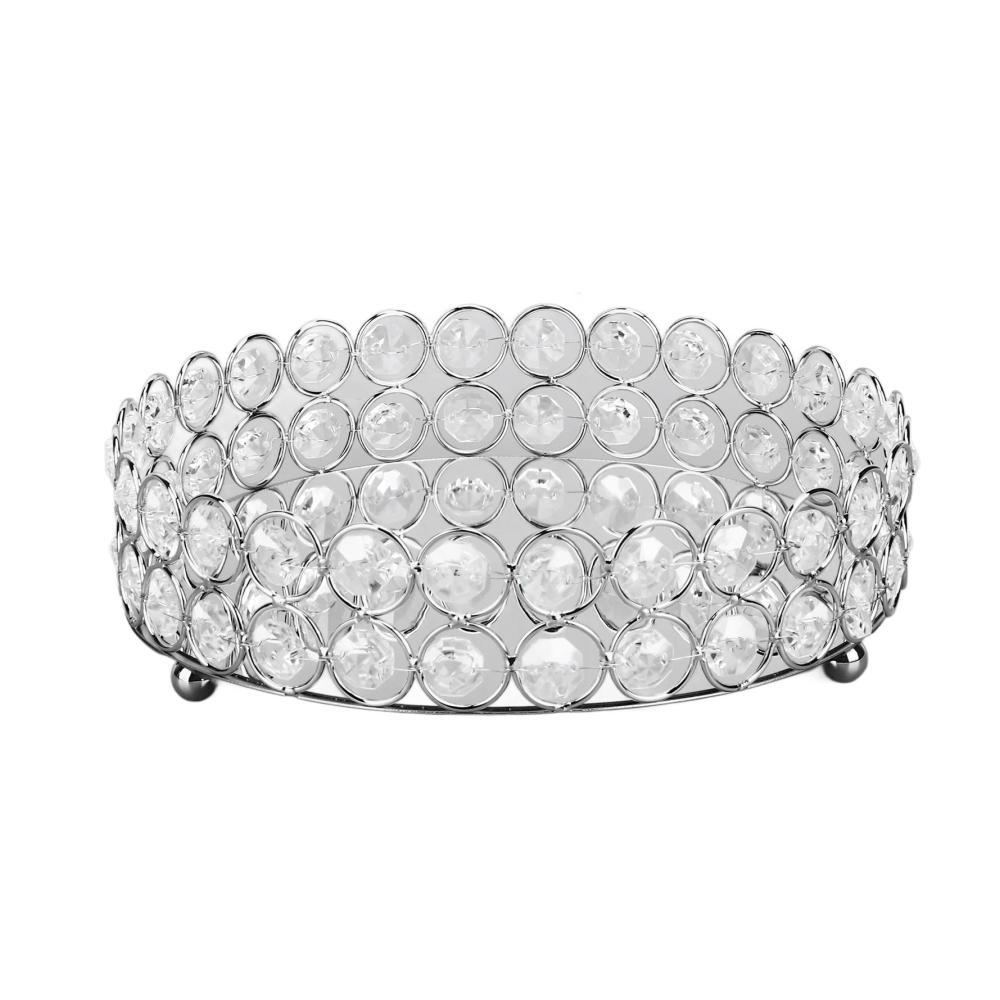 Elegantes Kristall-Schmucktablett Glänzendes Make-up- und Parfümtablett für stilvolle Frauen und Mädchen - Silberfarben 20x3 cm Luxus pur