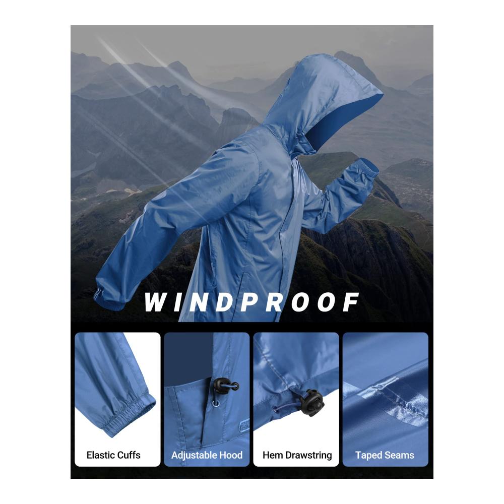 Wasserdichte & ultraleichte Regenjacke Herren für Fahrrad Sport & Outdoor | Atmungsaktiv & faltbar | Outdoor Ventures Regenmantel