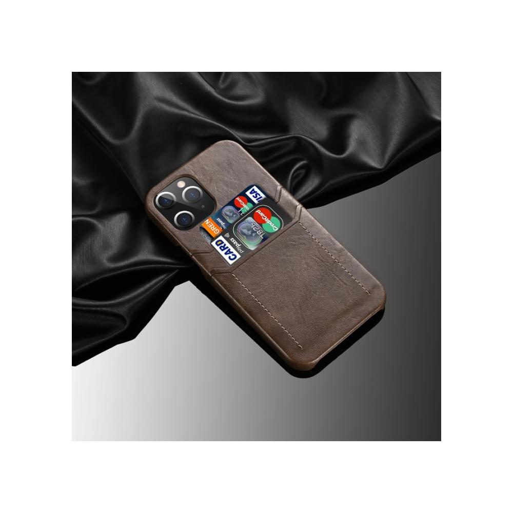 Praktisches Kreditkartenetui für iPhone 14Pro Max/14 Pro/14 Plus/14 – Hochwertiges PU-Leder – Braun – Organisieren Sie stilvoll Ihre Karten