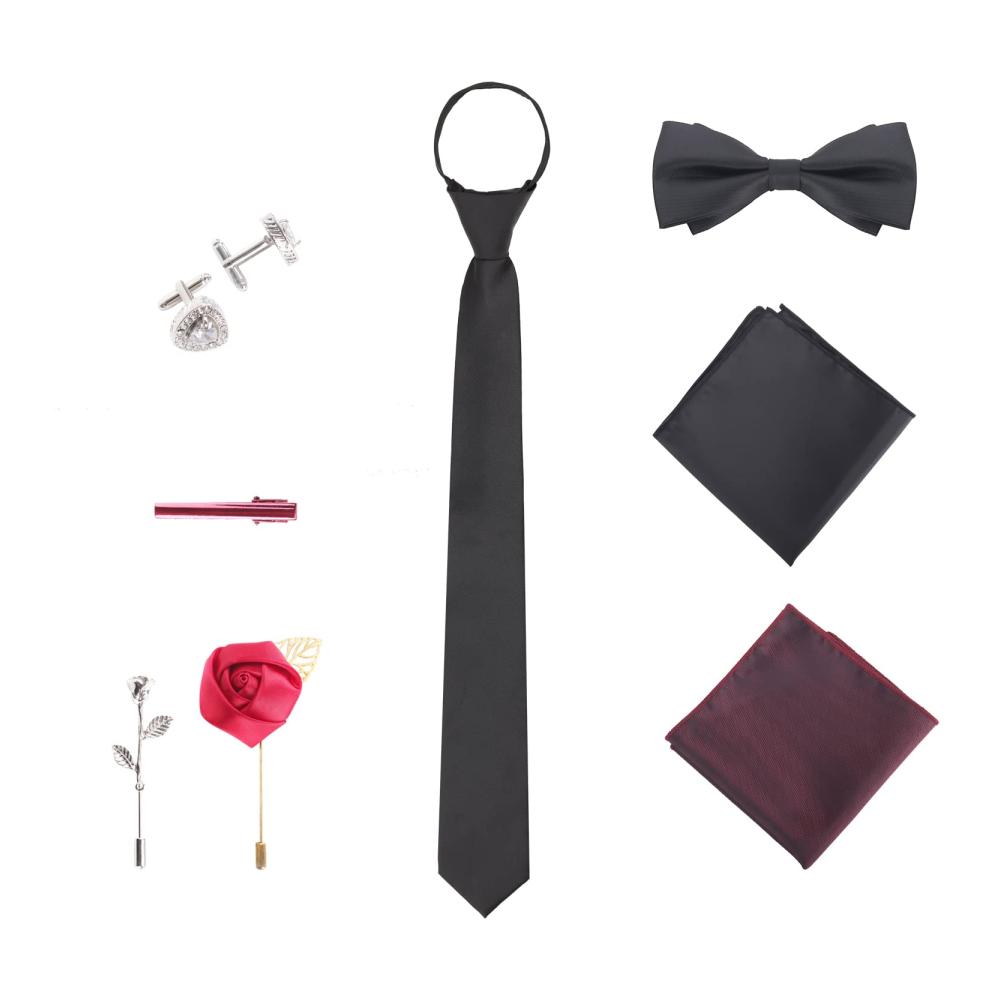Ultimatives Herren-Accessoire-Ensemble 8-in-1 Sets für formelle & informelle Anlässe - Perfekte Ergänzung für Casual Business in Schwarz & Bordeaux