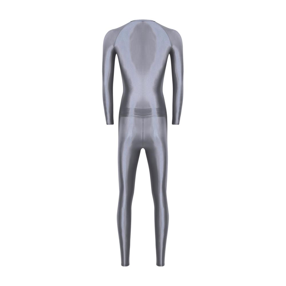 Wetlook-Unterwäschesets für Herren Langarm-Unterhemd & Leggings Glänzende Jumpsuit-Party-Clubwear